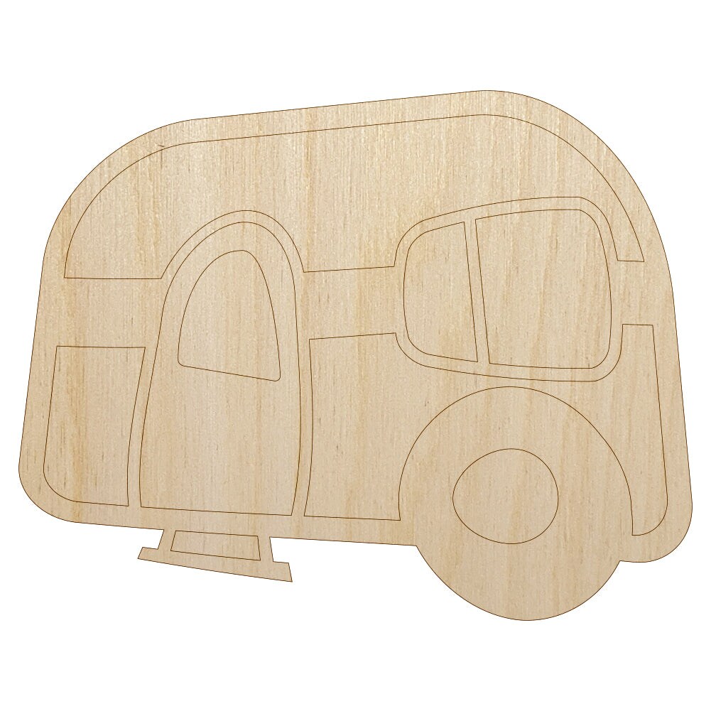 Camper Doodle Unfinished Wood Shape Piece Cutout for DIY Craft Projects