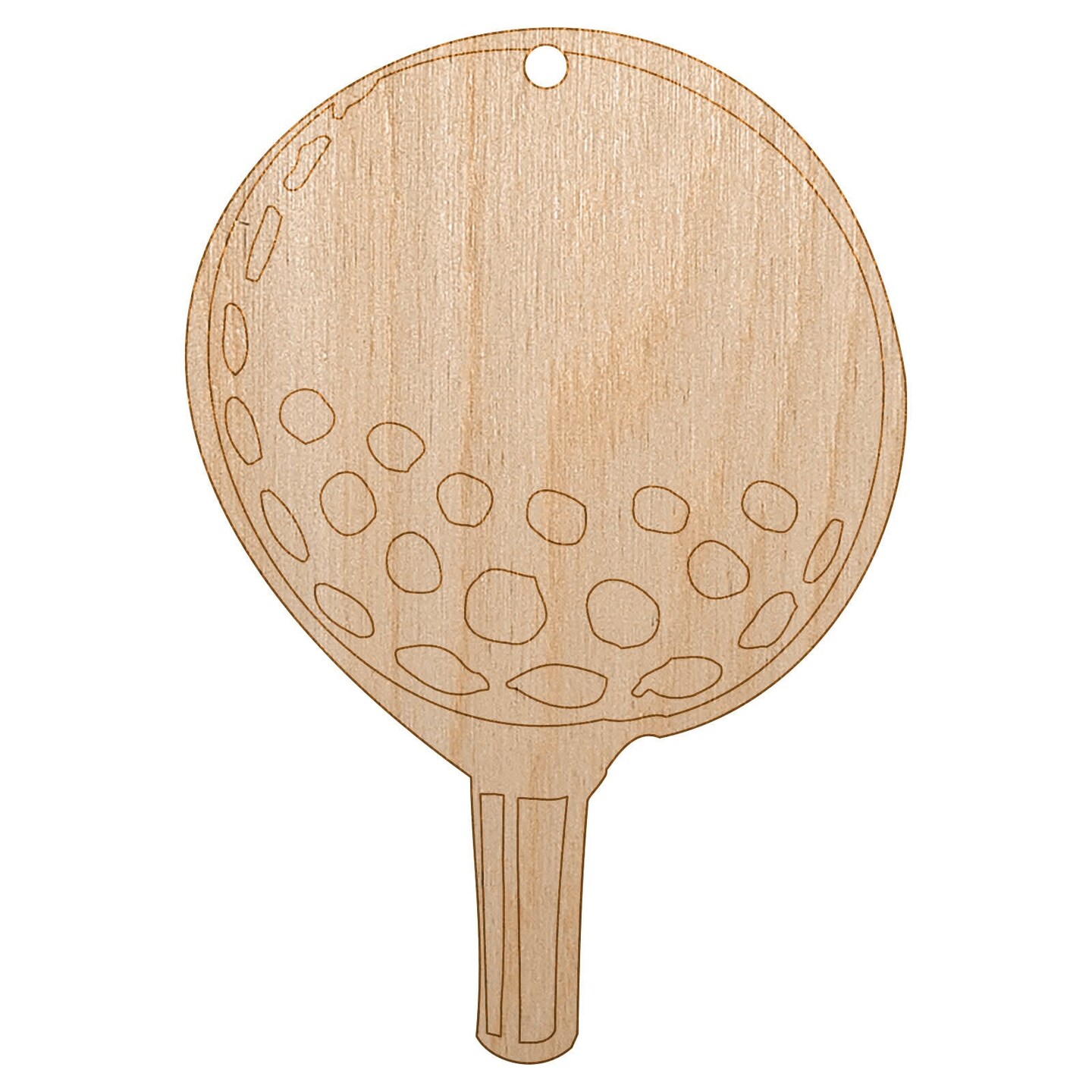 Golf Ball on Tee Unfinished Craft Wood Holiday Christmas Tree DIY Pre-Drilled Ornament
