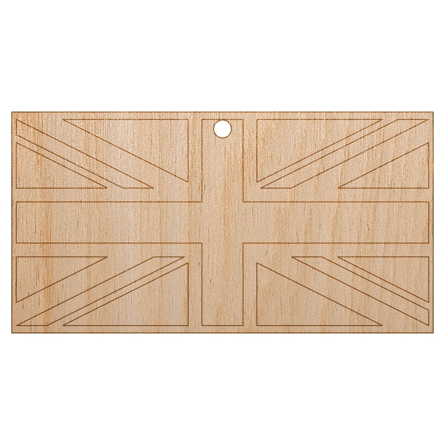 United Kingdom Flag Union Jack Unfinished Craft Wood Holiday Christmas Tree DIY Pre-Drilled Ornament