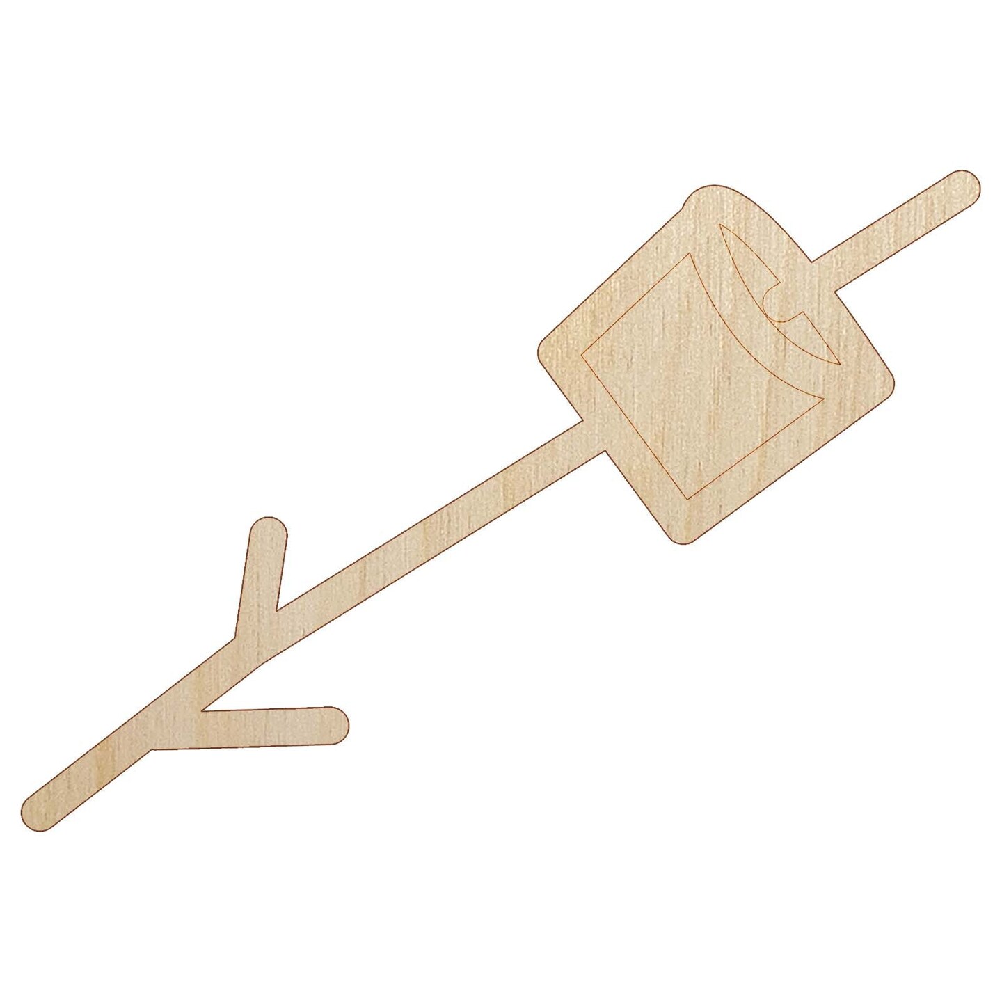 Marshmallow on a Stick S&#x27;mores Camping Doodle Unfinished Wood Shape Piece Cutout for DIY Craft Projects