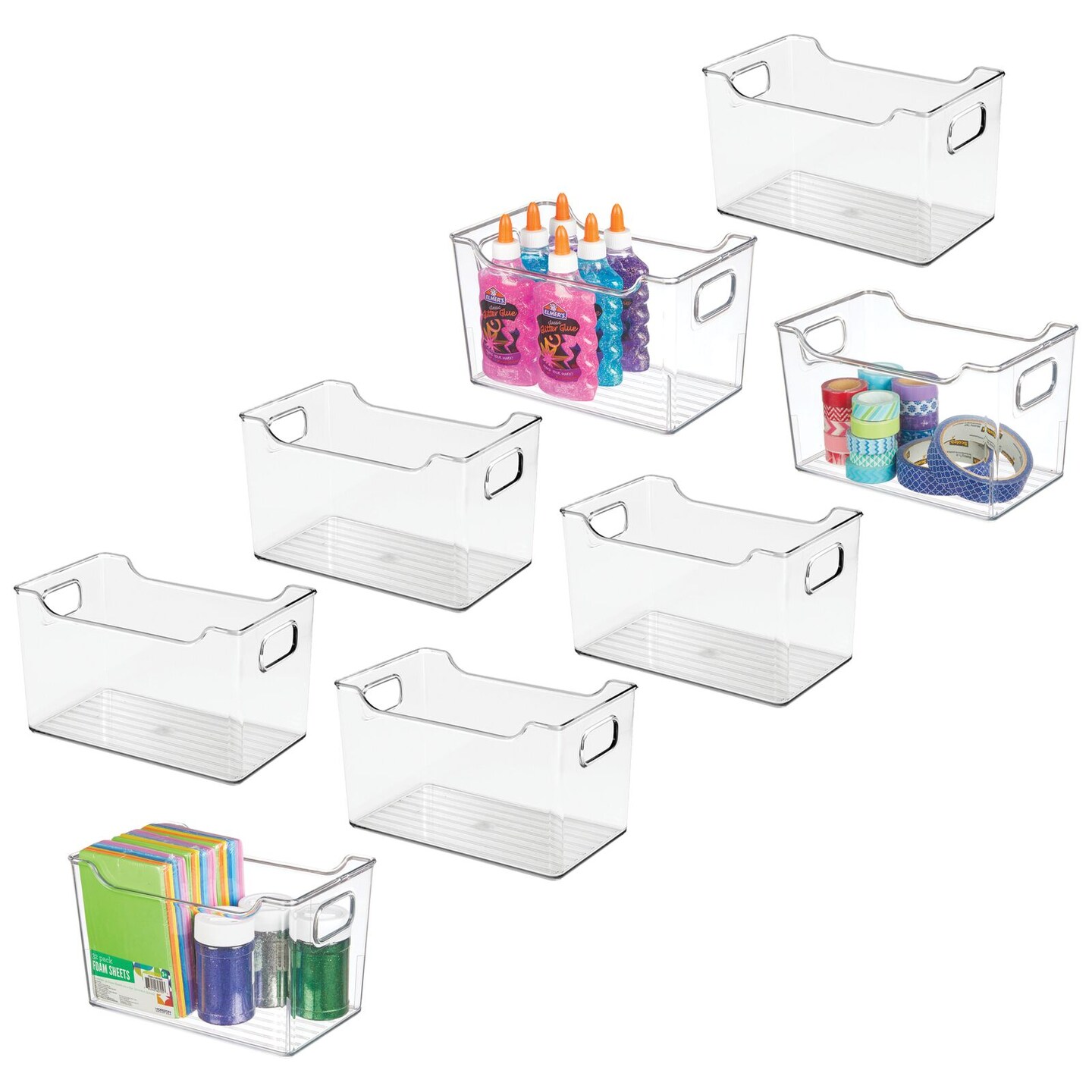 mDesign Deep Plastic Crafting Storage Organizer Bin with Handles - 8
