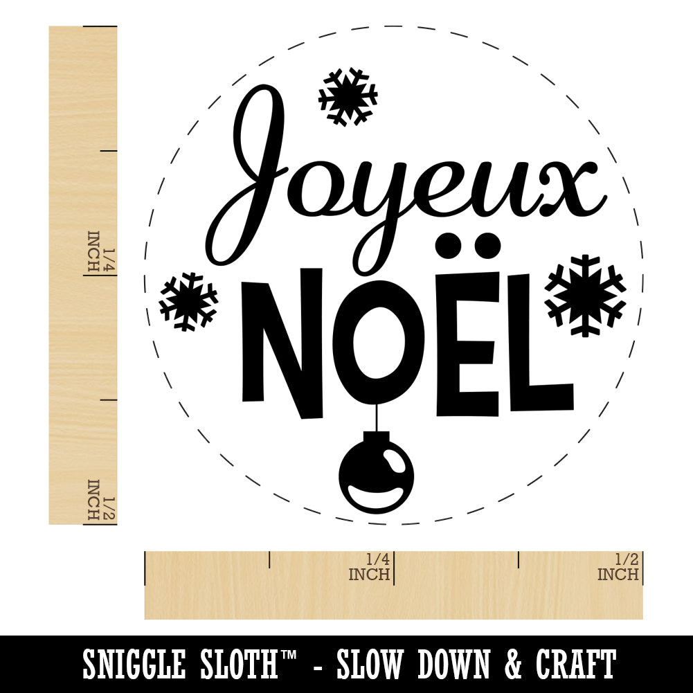 Joyeux No&#xEB;l French with Christmas Ornaments and Snowflakes Self-Inking Rubber Stamp for Stamping Crafting Planners