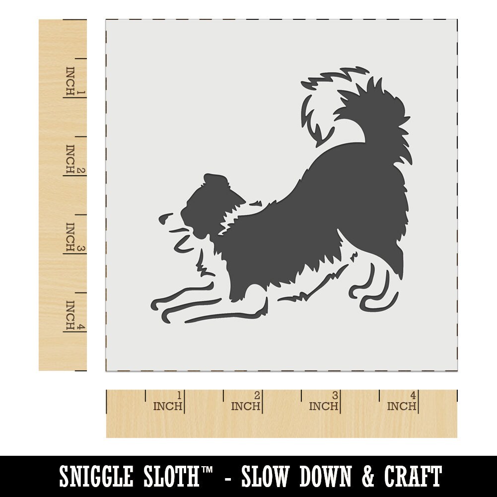 Border Collie Dog Play Bow Wall Cookie DIY Craft Reusable Stencil