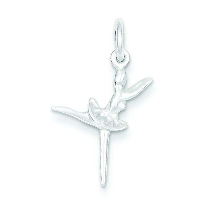Sterling Silver Ballerina Charm &#x26; 18&#x22; Chain Jewerly 21mm x 13mm