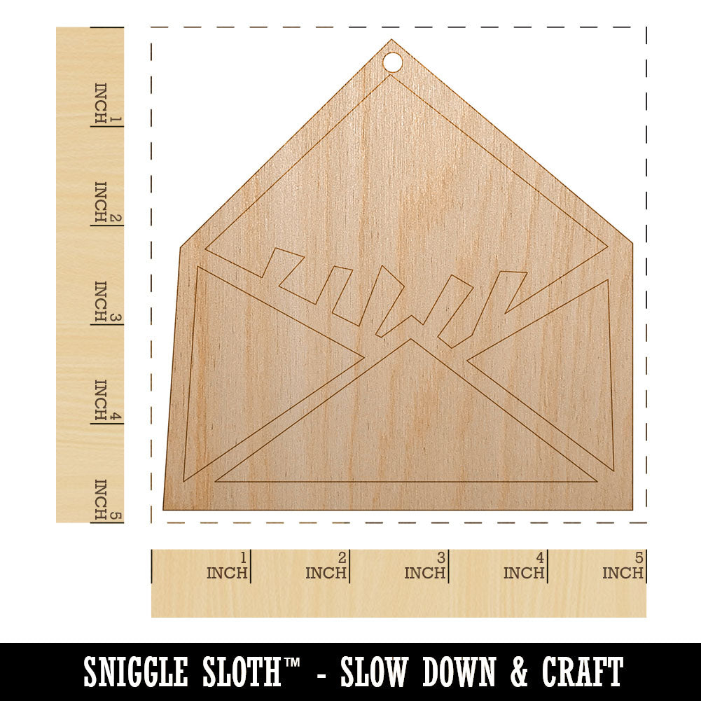 Envelope Letter Mail Doodle Unfinished Craft Wood Holiday Christmas Tree DIY Pre-Drilled Ornament