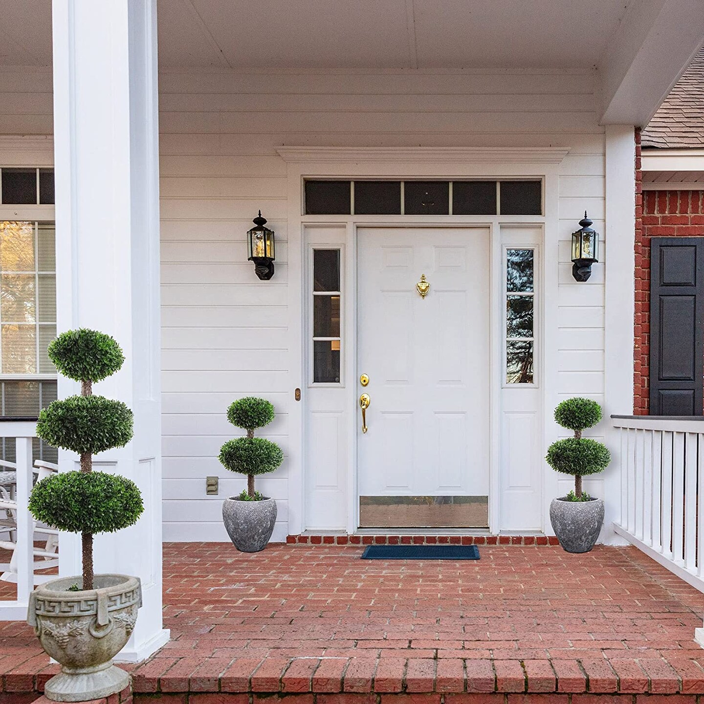 41" Artificial Boxwood Triple Topiary - Lifelike Indoor/Outdoor Decor, Floral Home by Artificial Flowers