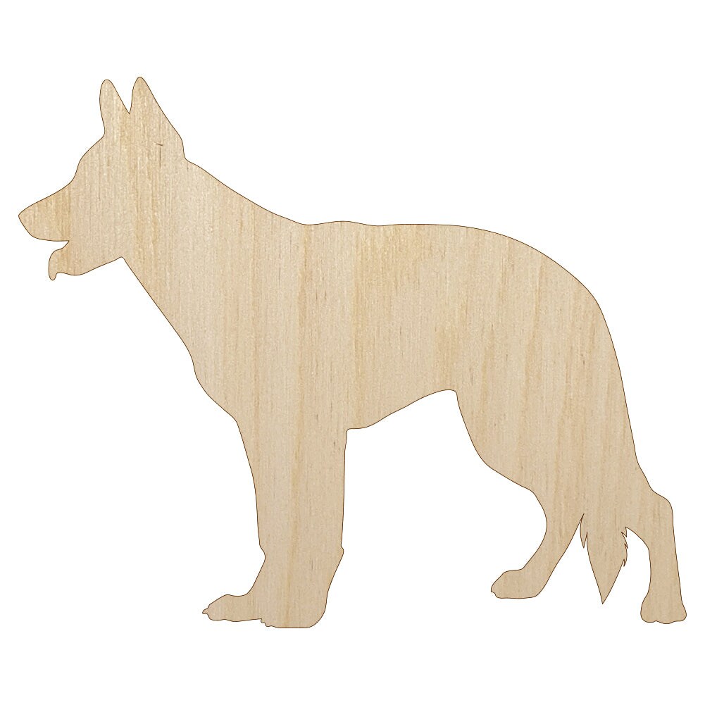 German Shepherd Dog Solid Unfinished Wood Shape Piece Cutout for DIY Craft Projects