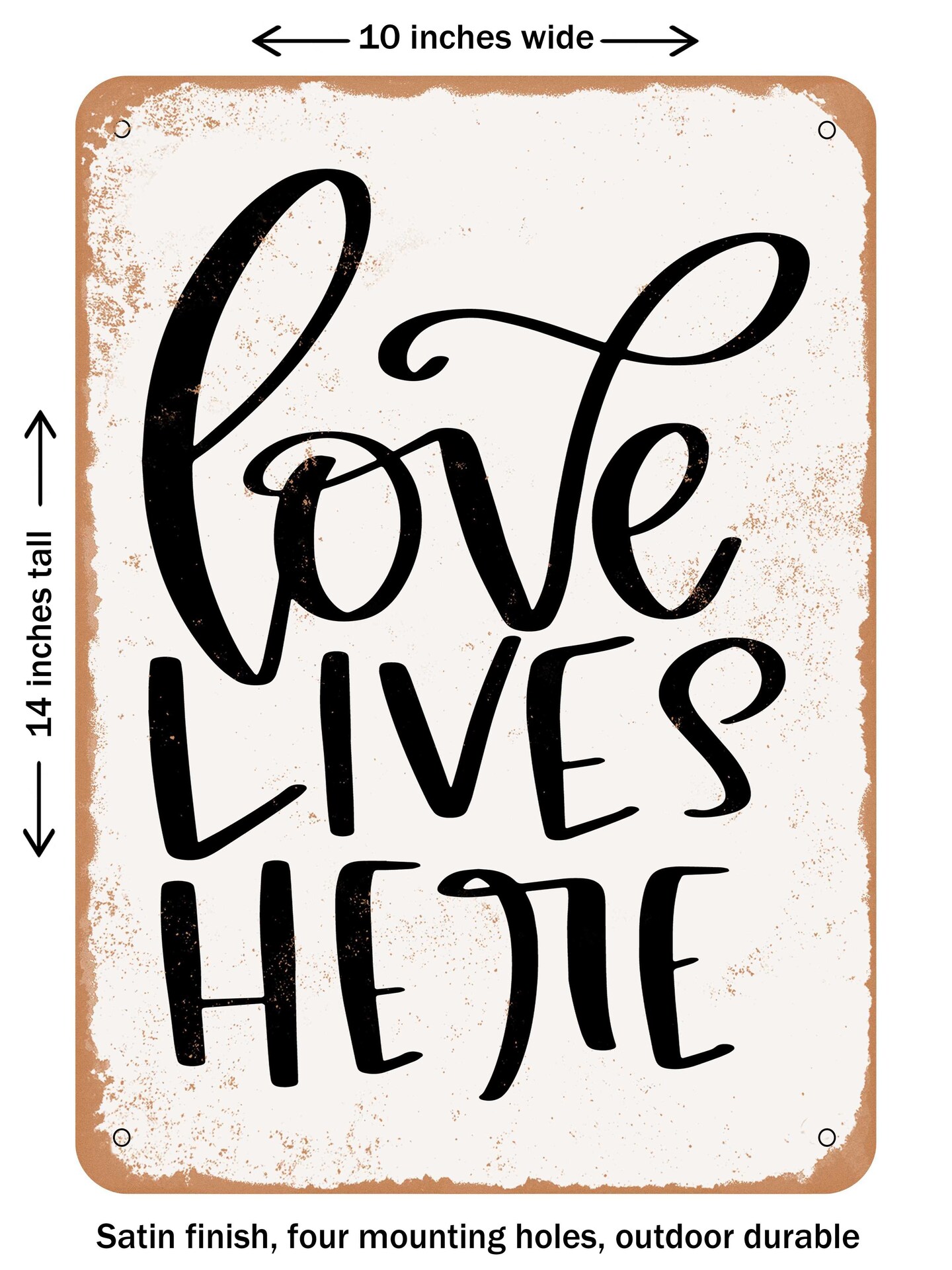DECORATIVE METAL SIGN - Love Lives Here - 2 - Vintage Rusty Look