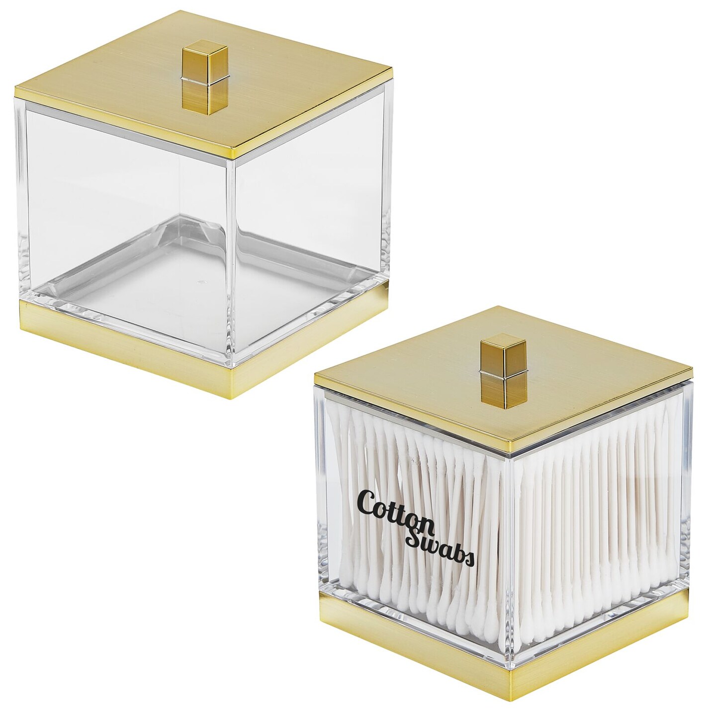 mDesign Square Apothecary Storage Jar with Labels for Bathroom Michaels