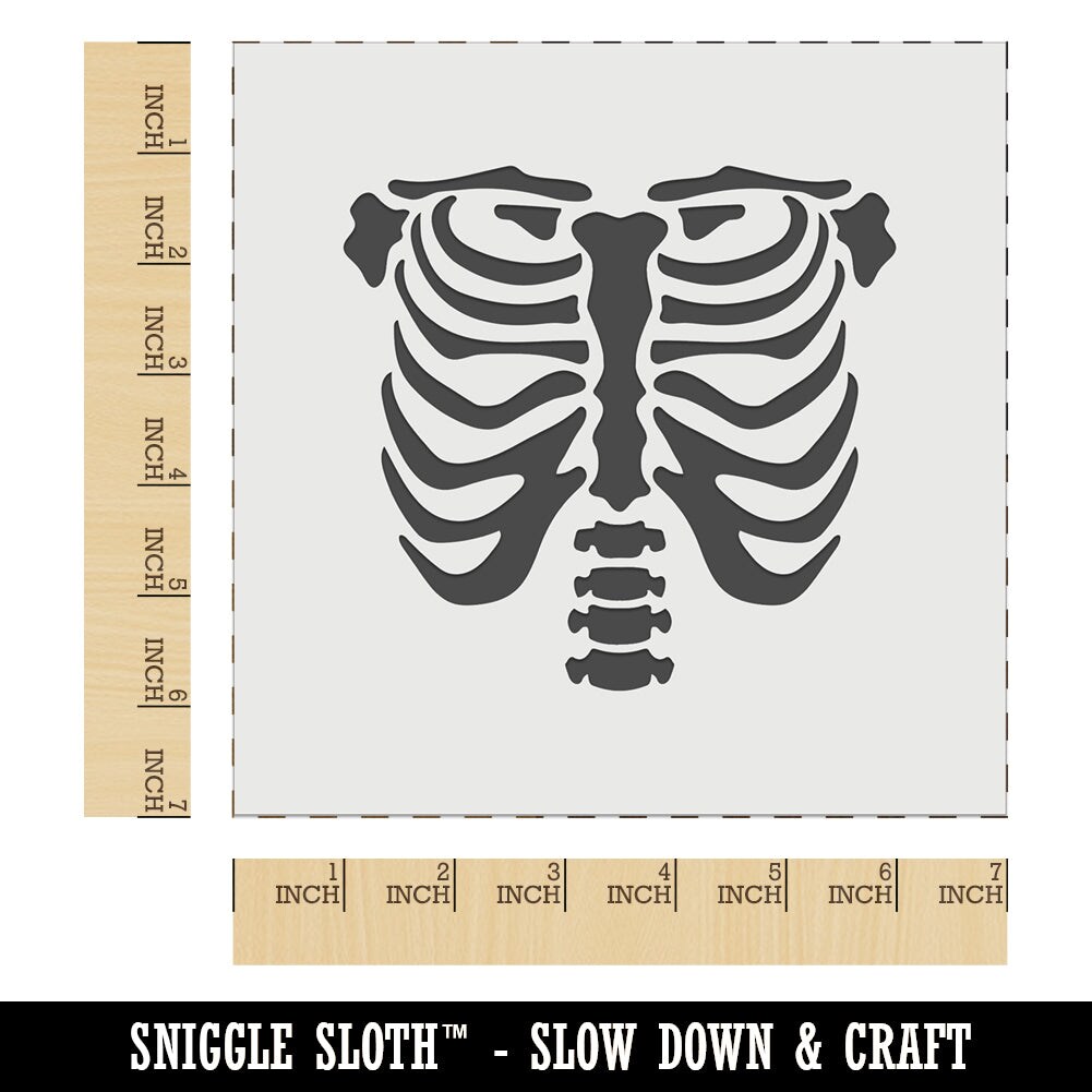 Human Ribcage Skeleton Bones Spooky Halloween Wall Cookie DIY Craft Reusable Stencil