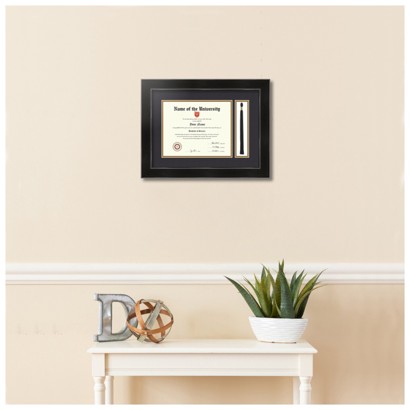 ArtToFrames 8x10 inch Diploma Frame with Tassel Opening - Framed with Black and Gold Mats, Comes with Regular Glass and Sawtooth Hanger for Wall Hanging (DT-8x10)