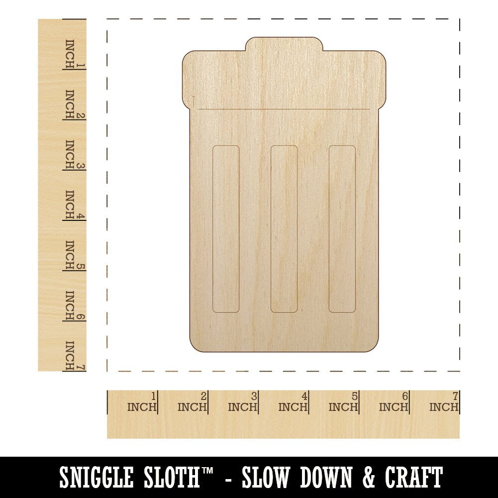 Garbage Trash Can Unfinished Wood Shape Piece Cutout for DIY Craft Projects