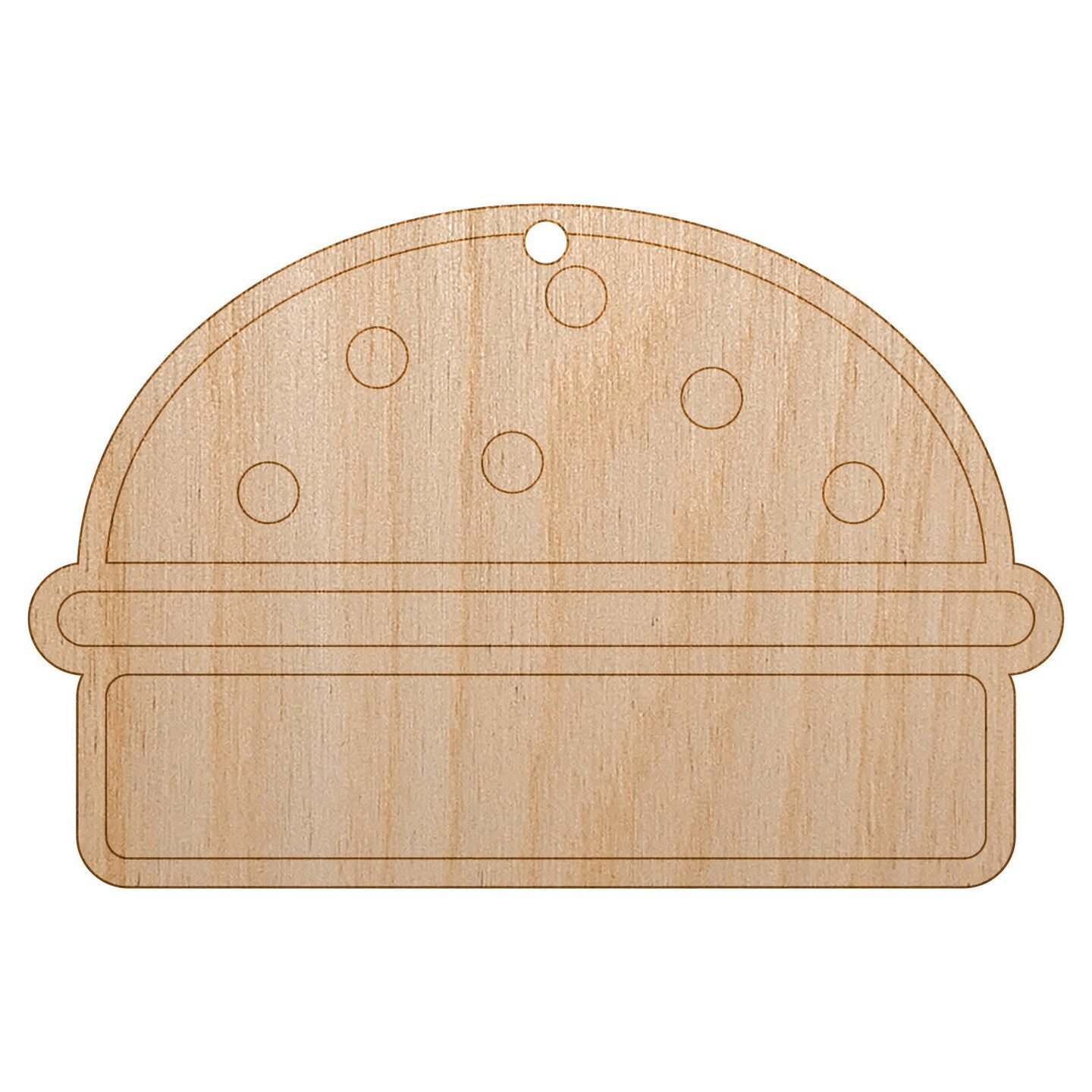 Hamburger Outline Fast Food Unfinished Craft Wood Holiday Christmas Tree DIY Pre-Drilled Ornament
