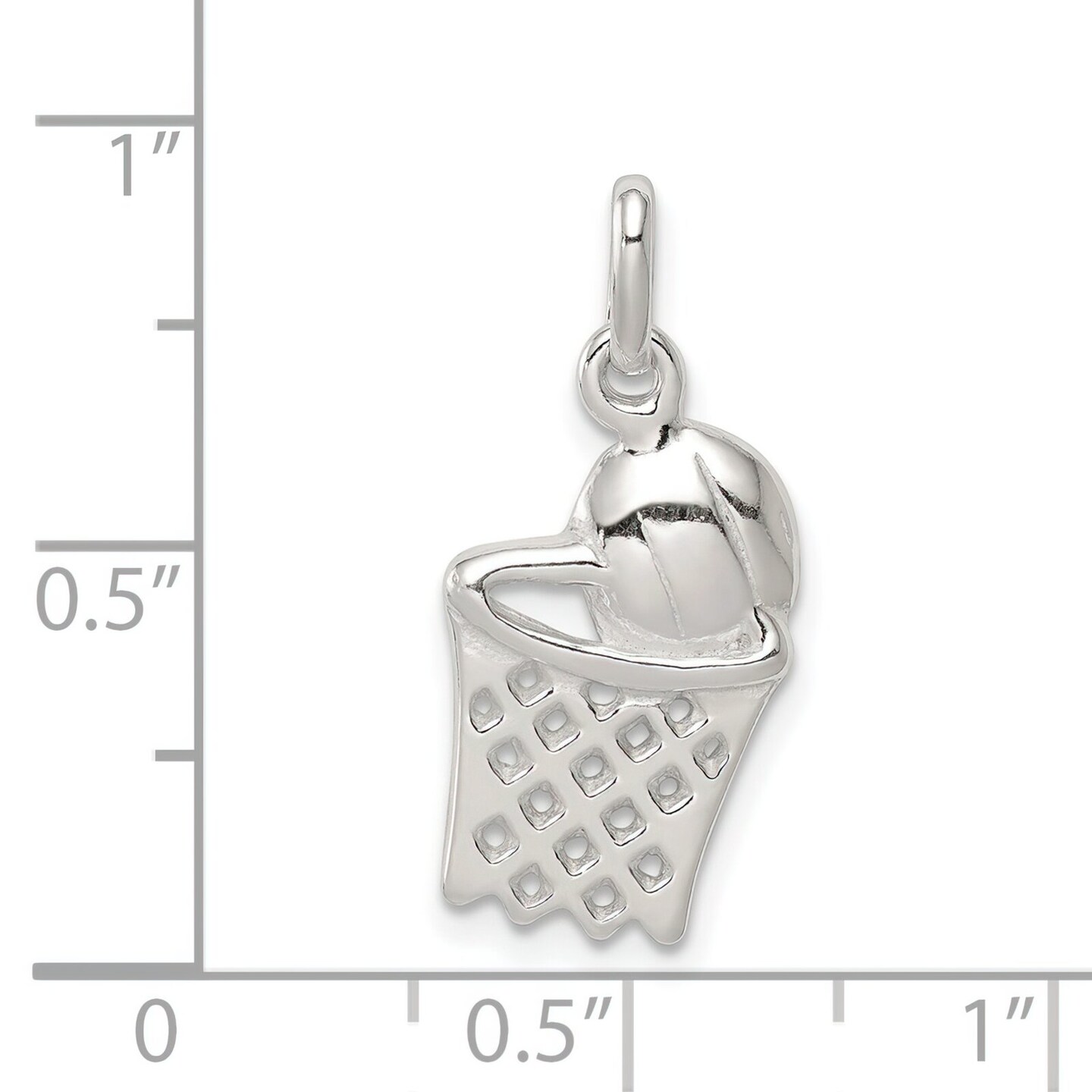 Sterling Silver Basketball Hoop Charm Sports Jewelry 18mm x 12mm