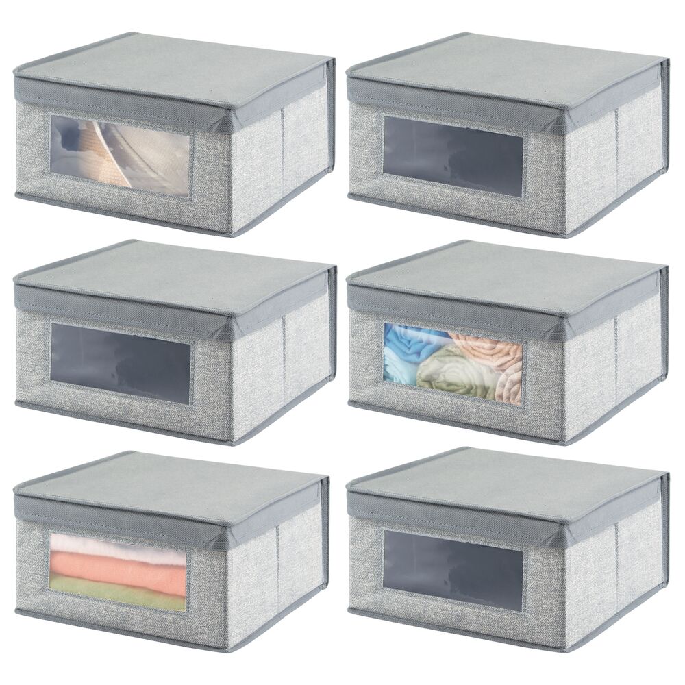 mDesign Fabric Closet Storage Organizer Box, Medium, 6 Pack