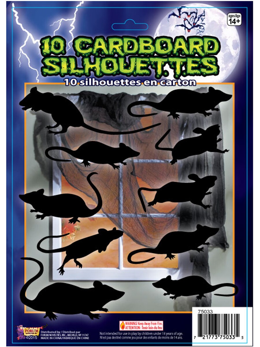 10 Piece Cardboard Rat Silhouette Wall Decoration Decals