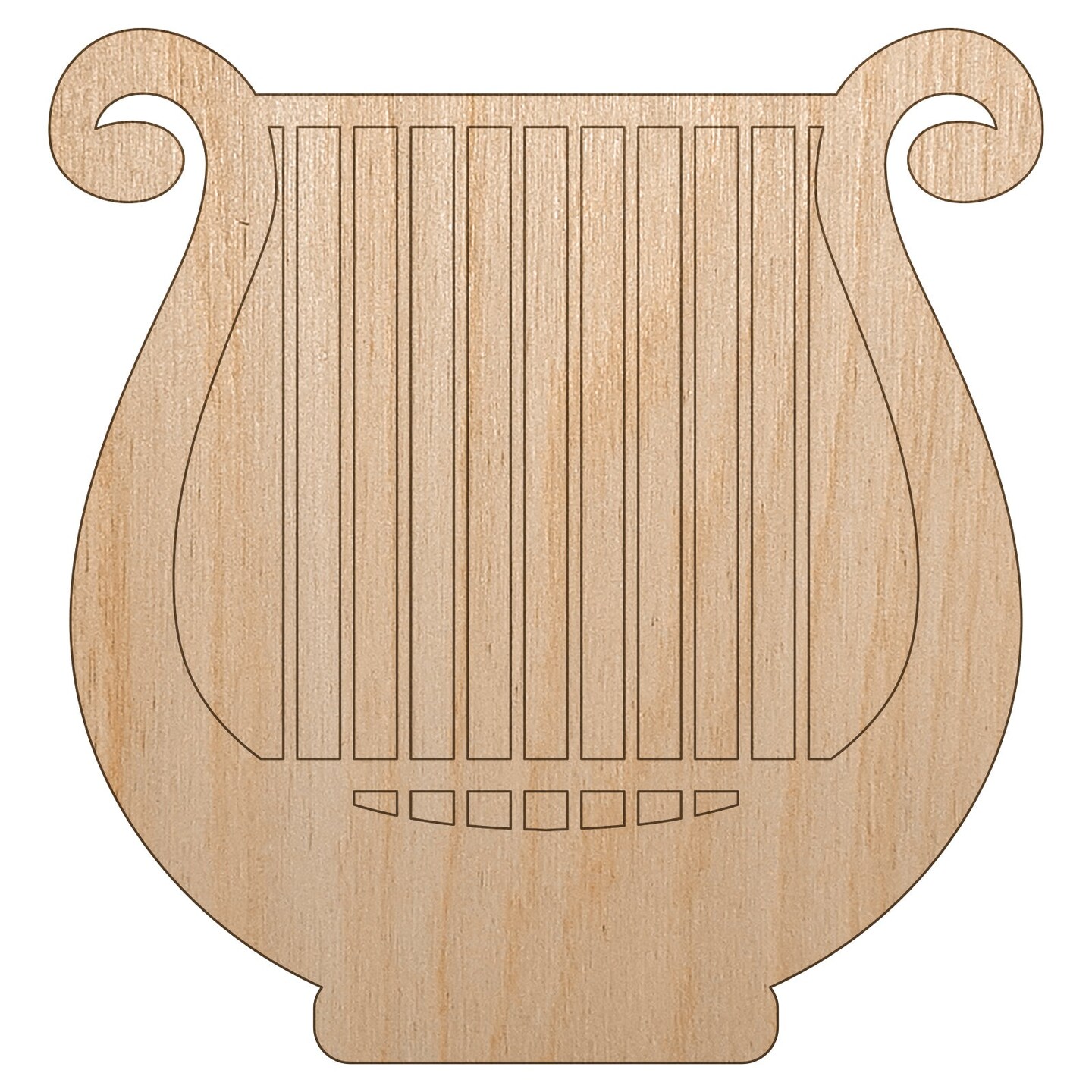Lyre Harp Musical Instrument Unfinished Wood Shape Piece Cutout for DIY Craft Projects
