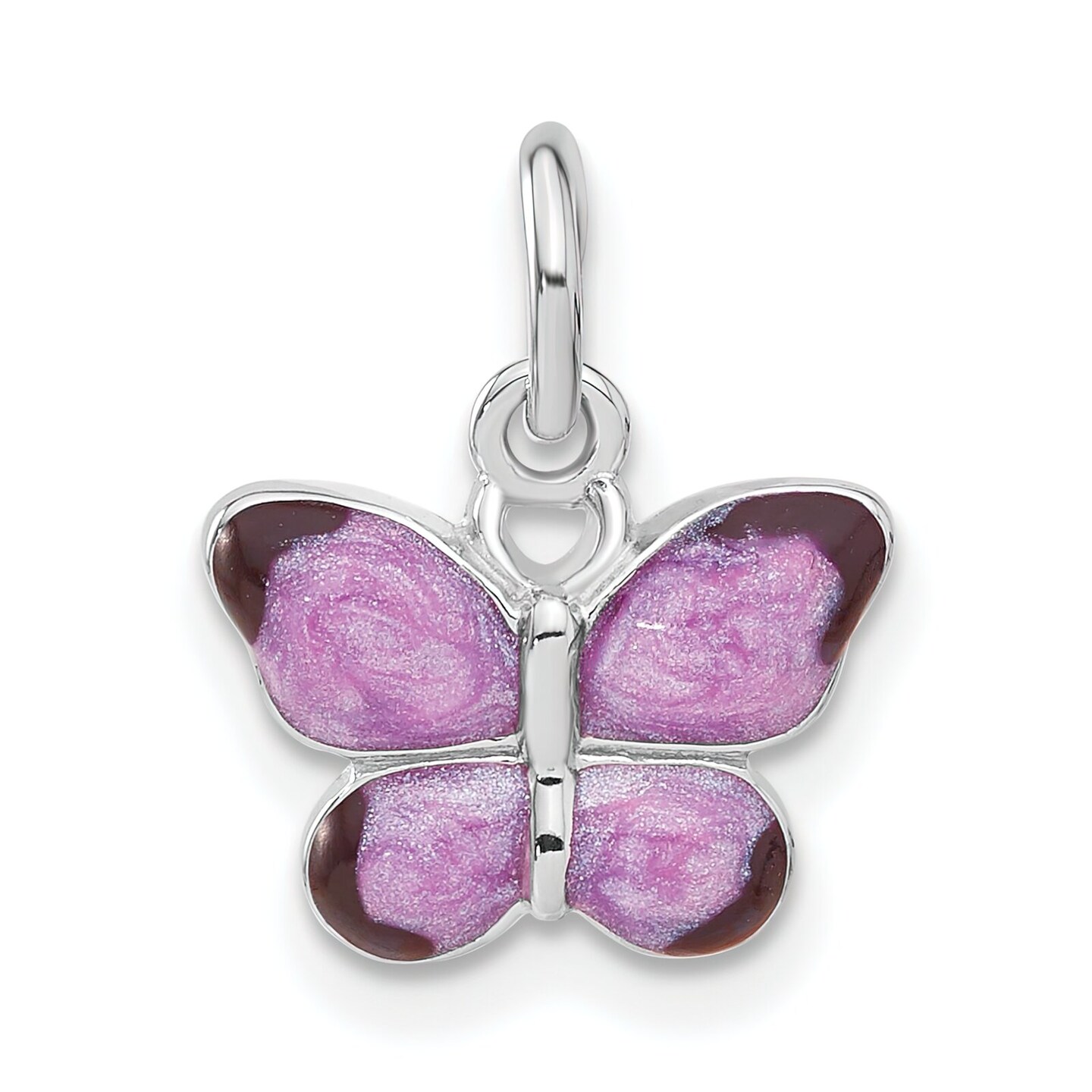 Sterling Silver Enamel Butterfly Charm &#x26; 18&#x22; Chain Jewerly 16.2mm x 12.5mm