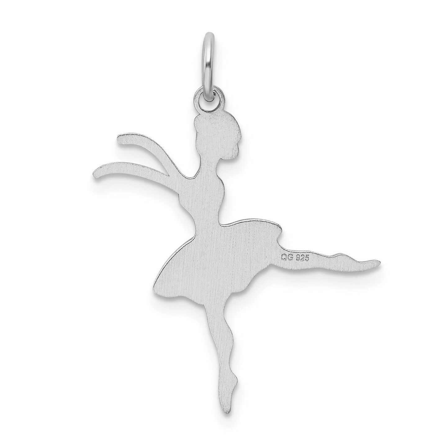 Sterling Silver Ballerina Charm &#x26; 18&#x22; Chain Jewerly 30.7mm x 22.3mm