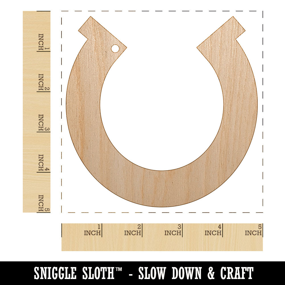 Horseshoe Lucky Solid Unfinished Craft Wood Holiday Christmas Tree DIY Pre-Drilled Ornament