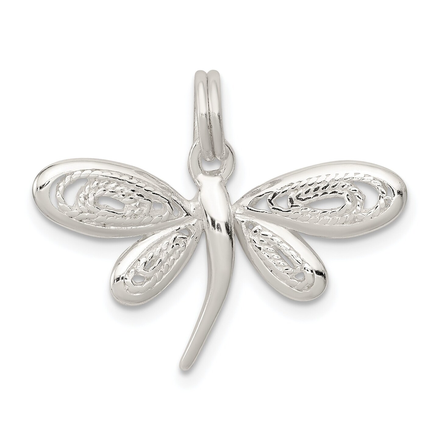 Sterling Silver Dragonfly Charm Pendant Insect Jewelry 21mm x 25mm