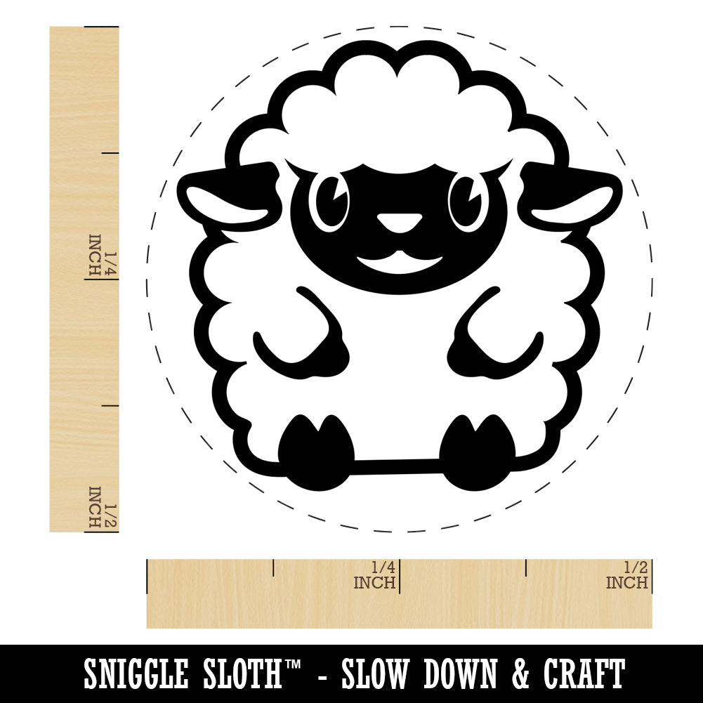 Cute Wooly Sheep Lamb Sitting Self-Inking Rubber Stamp for Stamping Crafting Planners