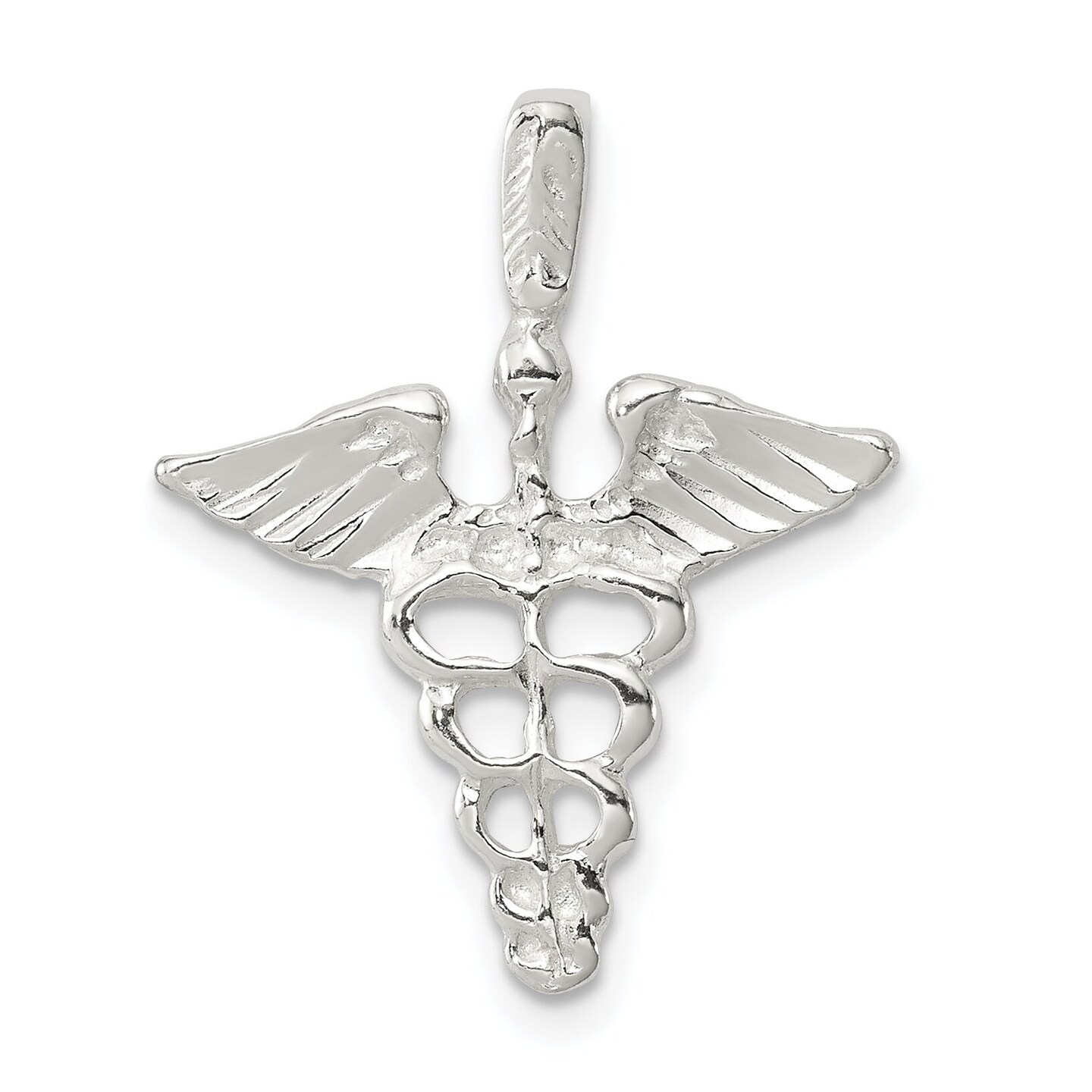 Sterling Silver Caduceus Charm Medical Pendant Jewelry 25mm x 20mm