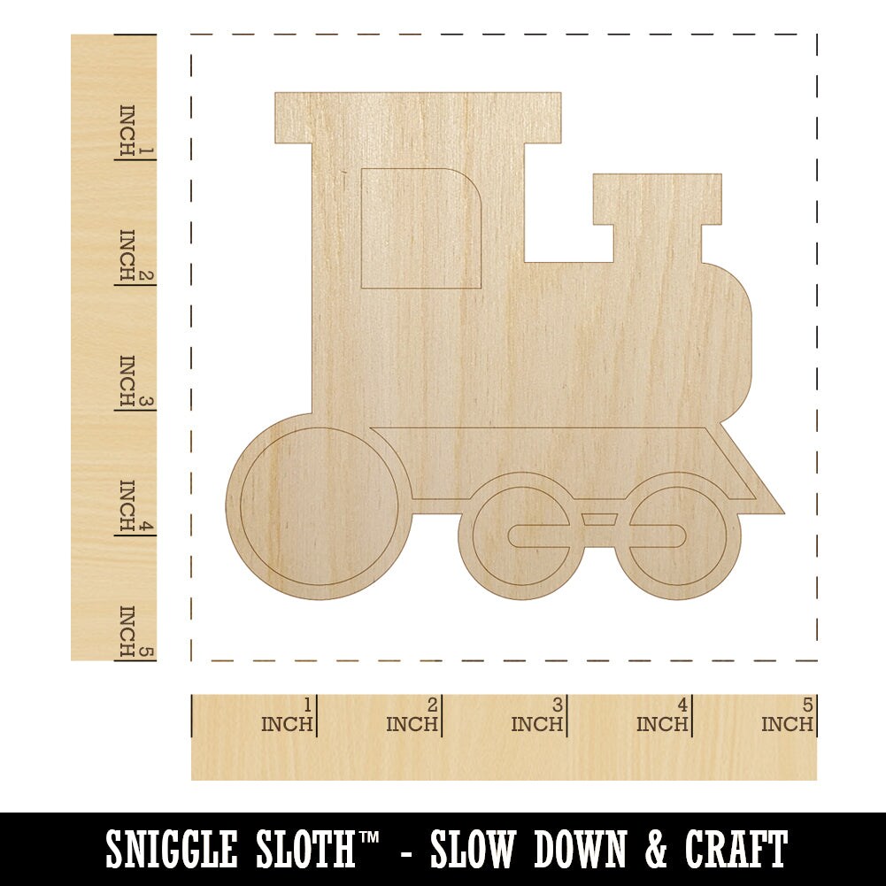 Cute Train Unfinished Wood Shape Piece Cutout for DIY Craft Projects