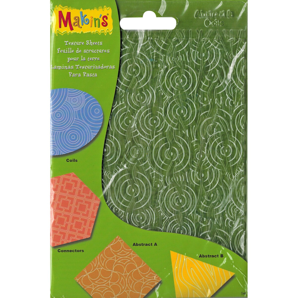Makin&#x27;s Clay Texture Sheets 7&#x22;X5.5&#x22; 4/Pkg-Set H (Coils, Connectors &#x26; Abstracts)