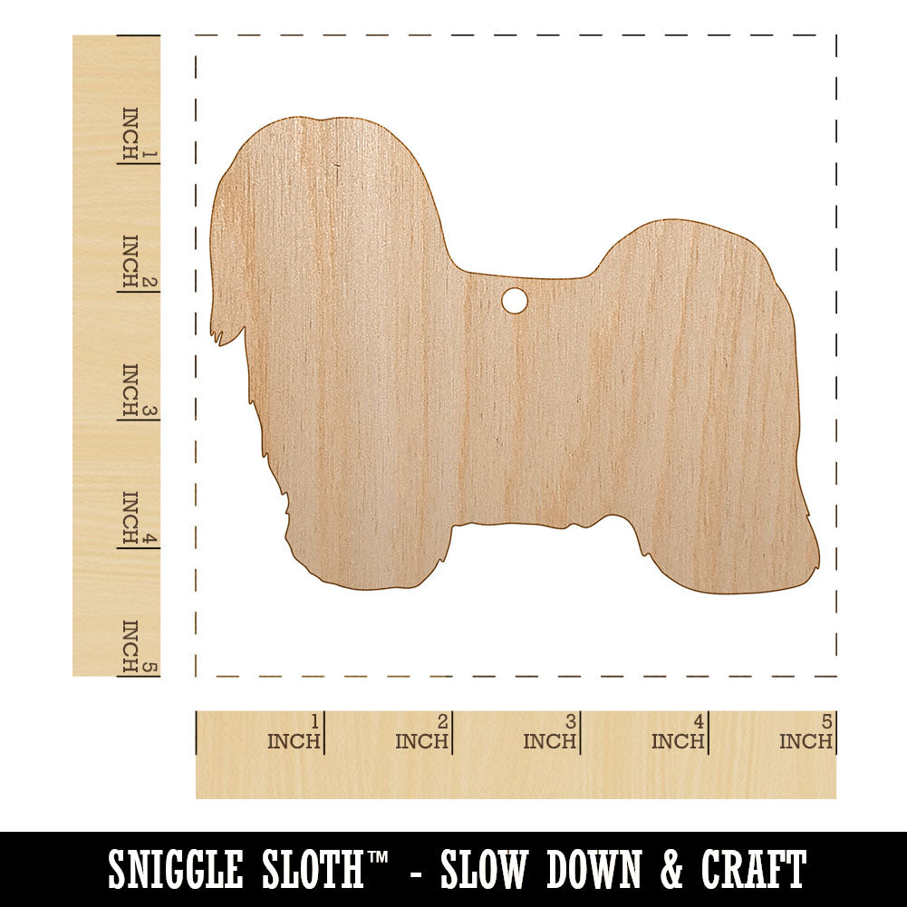 Havanese Dog Solid Unfinished Craft Wood Holiday Christmas Tree DIY Pre-Drilled Ornament
