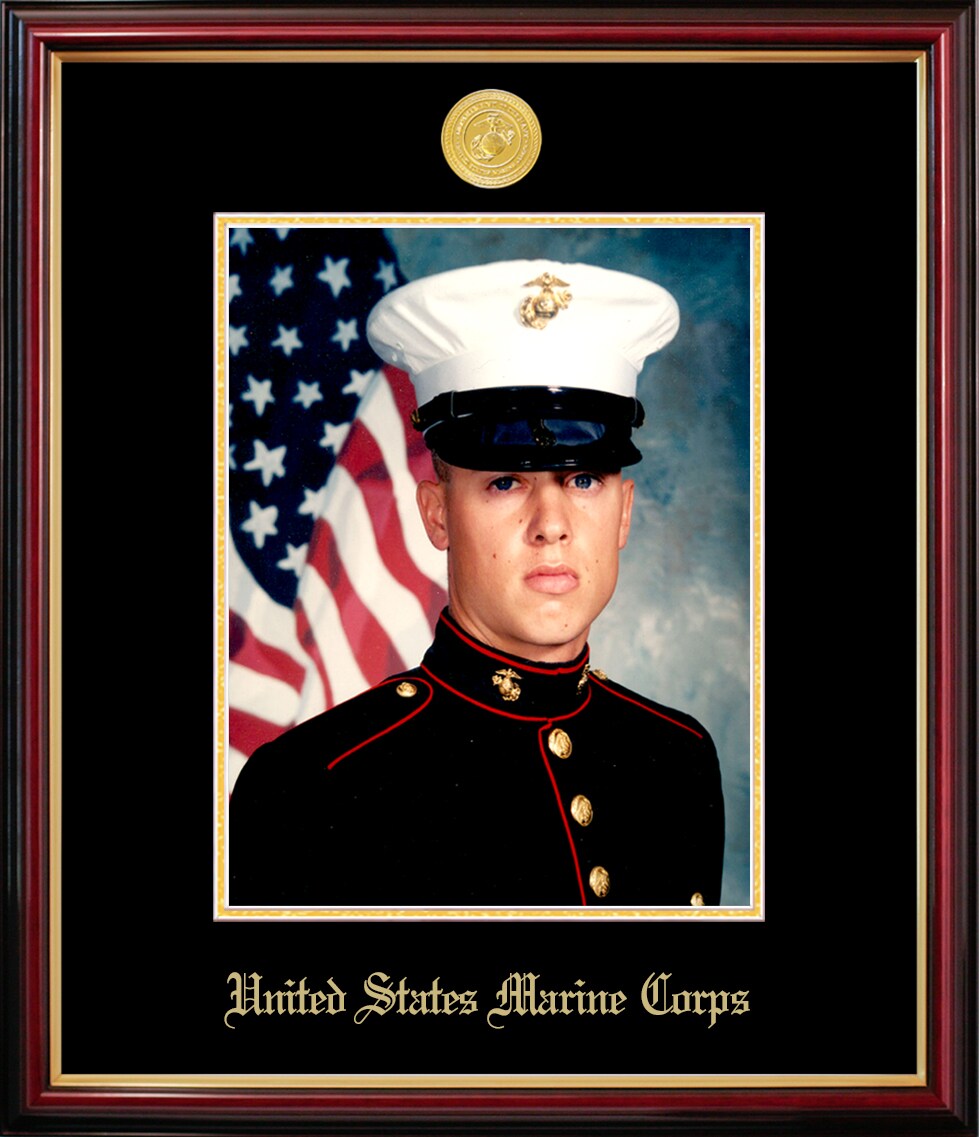 Patriot Frames Marine 8x10 Portrait Petite Frame with Gold Medallion