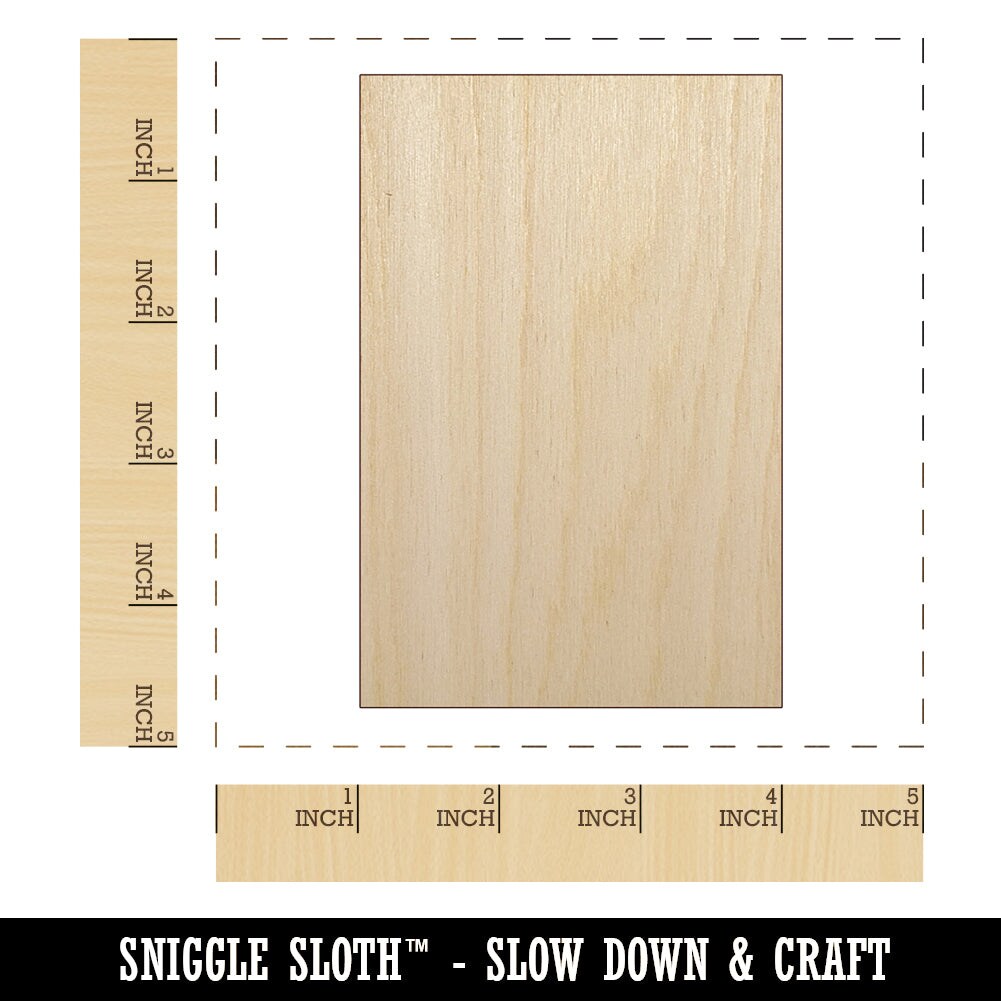Rectangle Solid Unfinished Wood Shape Piece Cutout for DIY Craft Projects