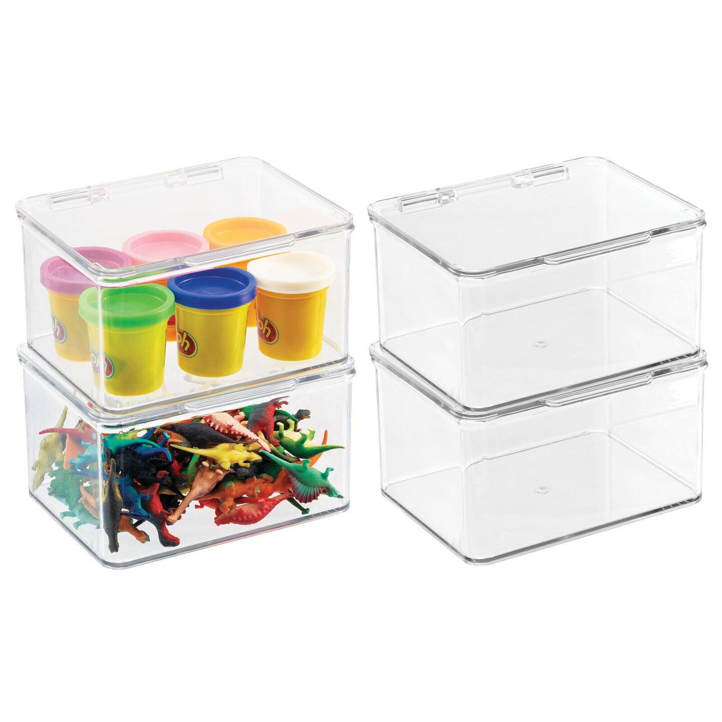 mDesign Plastic Stackable Closet Storage Bin Box with Lid, 4 Pack