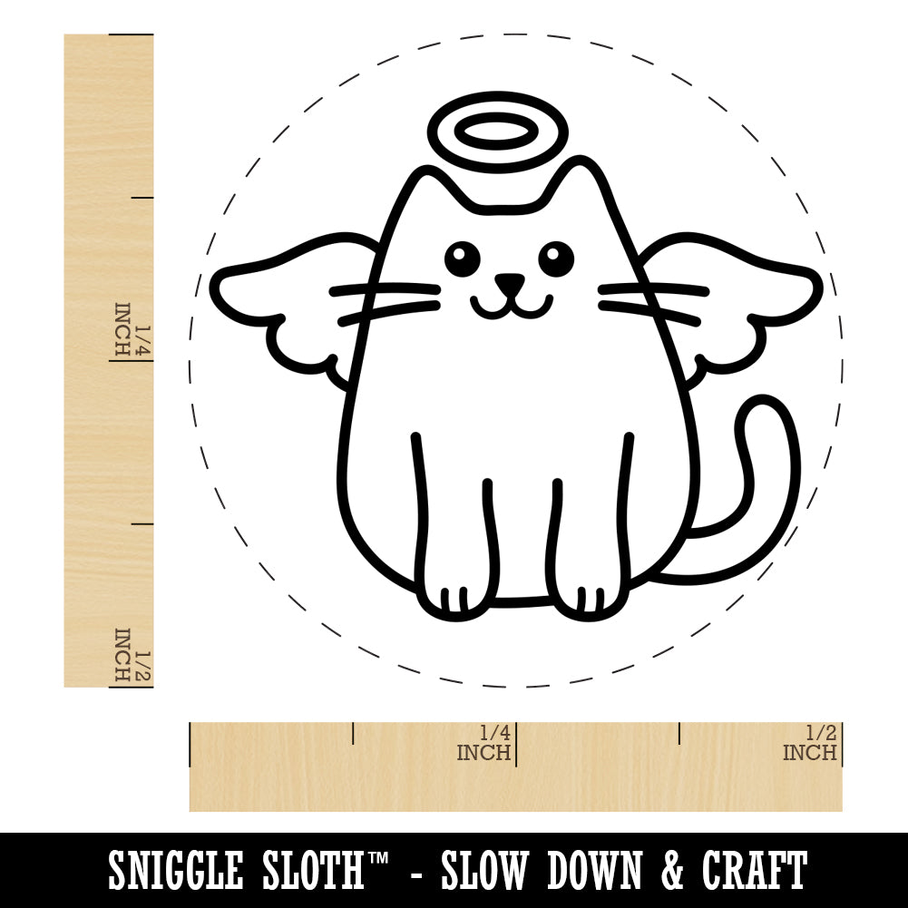 Cat Angel Self-Inking Rubber Stamp for Stamping Crafting Planners