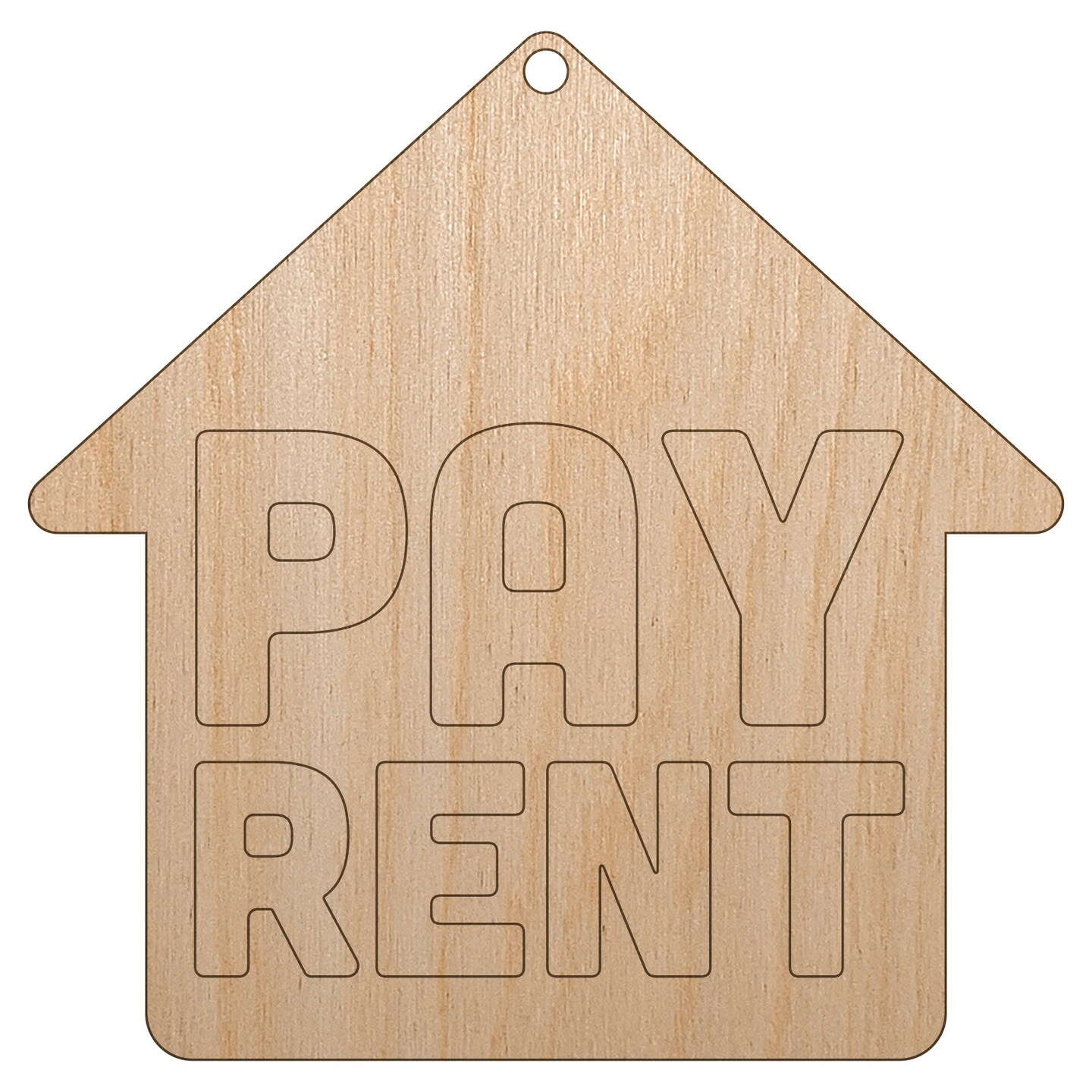 Pay Rent Planner Sticker Unfinished Craft Wood Holiday Christmas Tree DIY Pre-Drilled Ornament