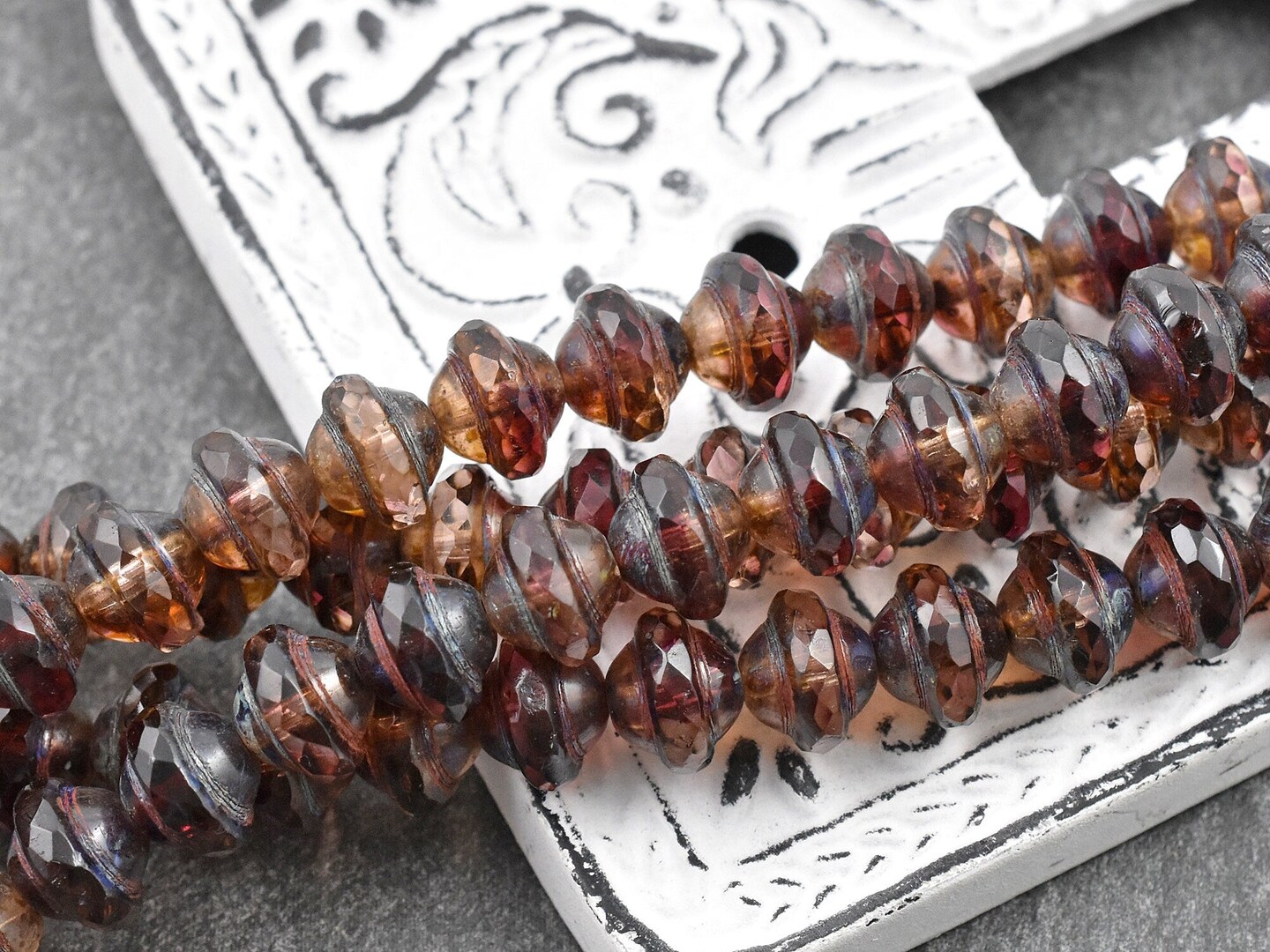 *15* 8x10mm Fuchsia Crystal Picasso Saturn Beads