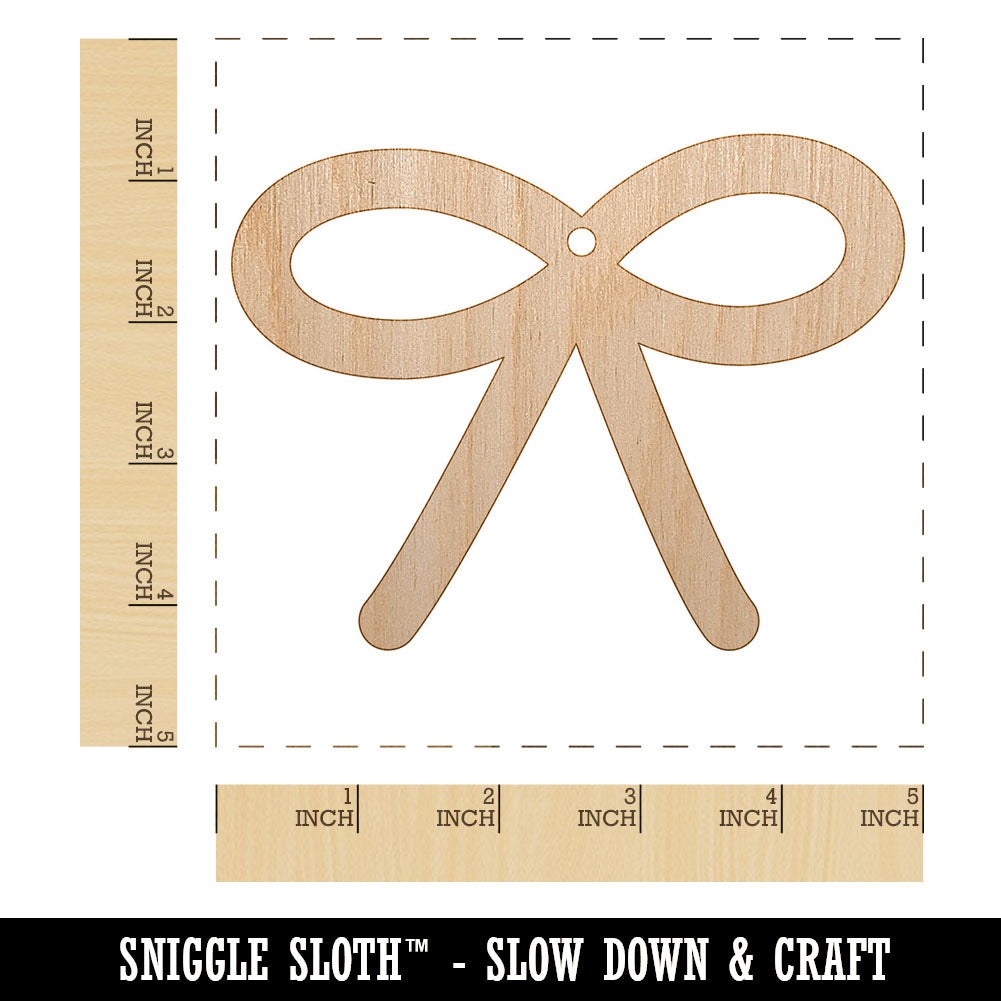 Cute Bow Ribbon Unfinished Craft Wood Holiday Christmas Tree DIY Pre-Drilled Ornament