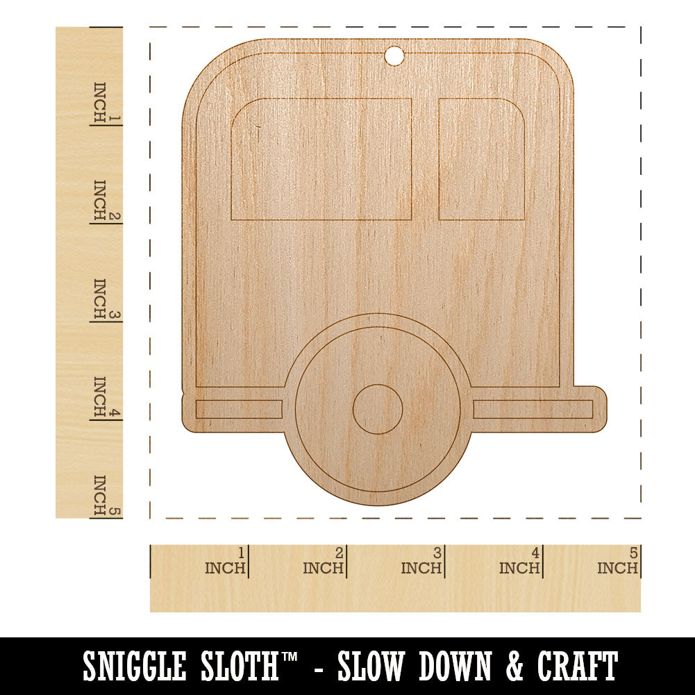 Camper Trailer Camping Icon Unfinished Craft Wood Holiday Christmas Tree DIY Pre-Drilled Ornament