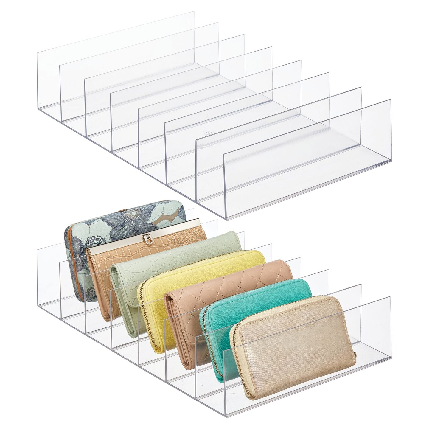 mDesign Plastic Divided Closet Storage Bin - Clear