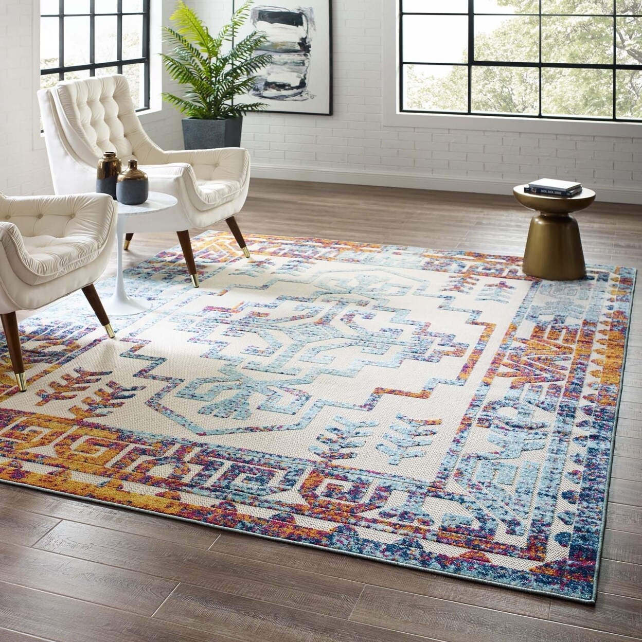 Modway Reflect Nyssa Distressed Geometric Southwestern Aztec 8x10 Indoor/Outdoor Area Rug-R-1181-810