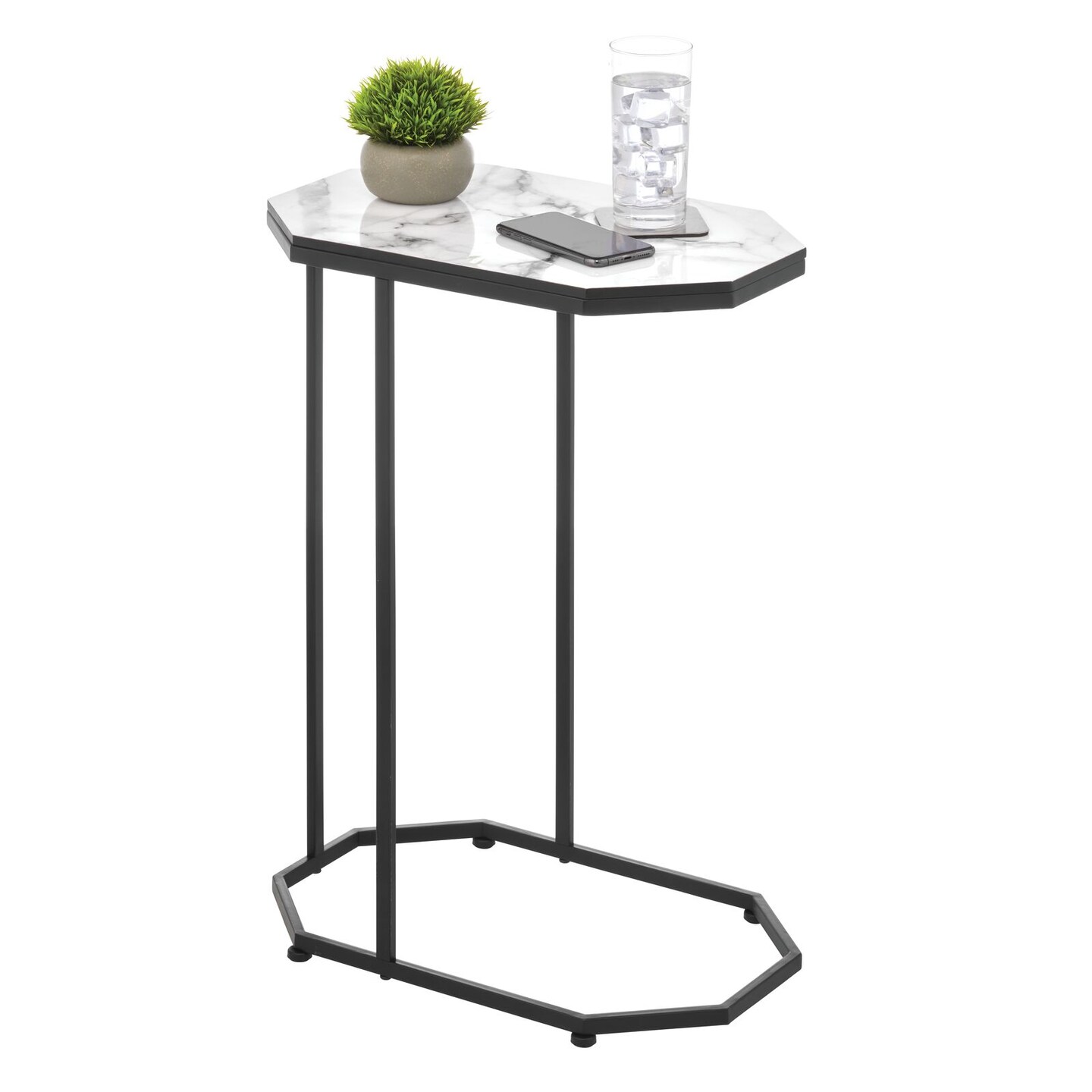 mDesign Marble Accent Side/End Table Desk and Tray Furniture Unit Michaels