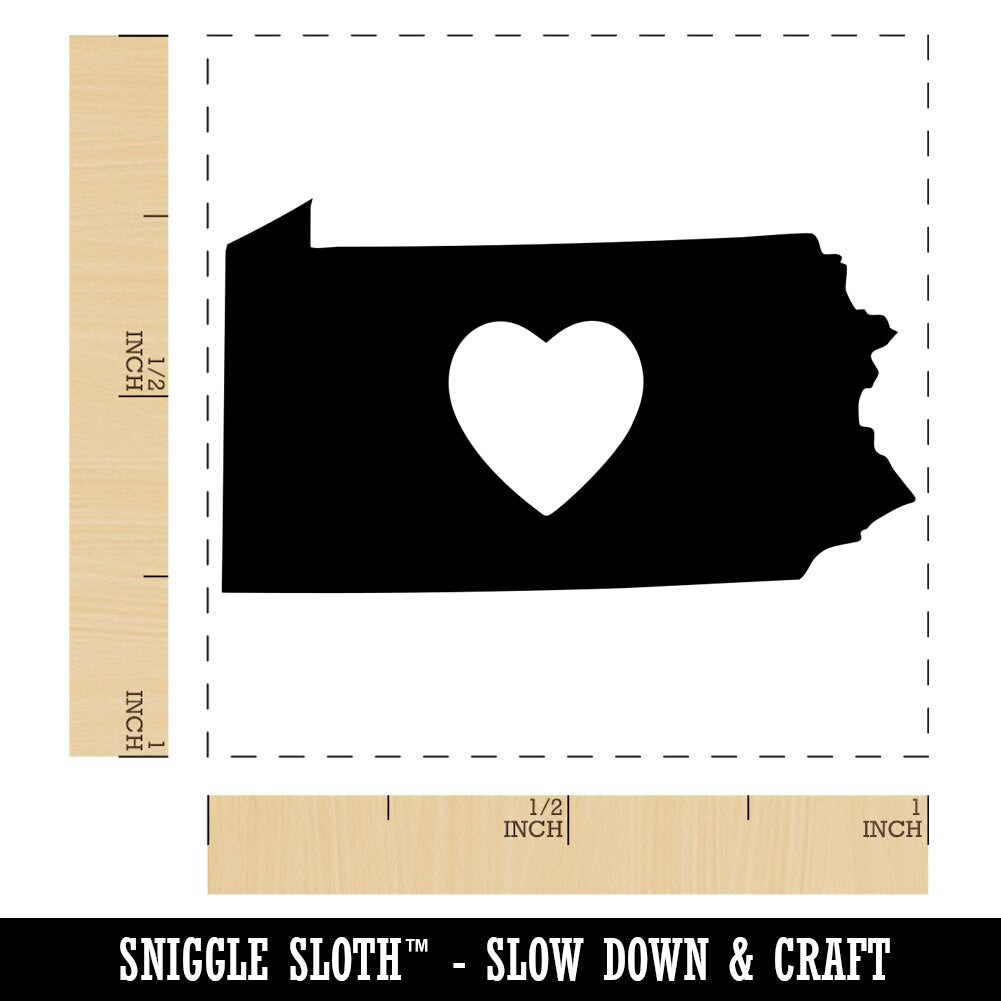 Pennsylvania State With Heart Self Inking Rubber Stamp Ink Stamper