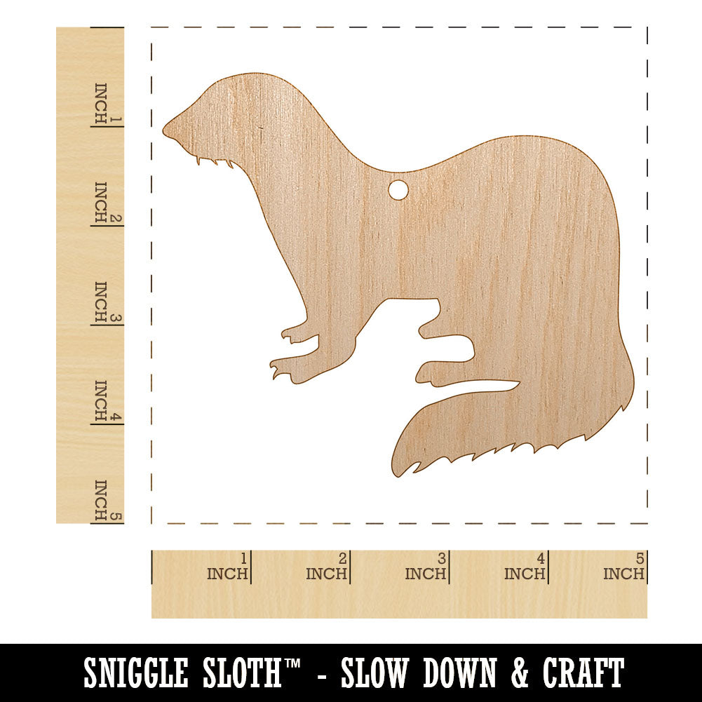 Ferret Solid Unfinished Craft Wood Holiday Christmas Tree DIY Pre-Drilled Ornament