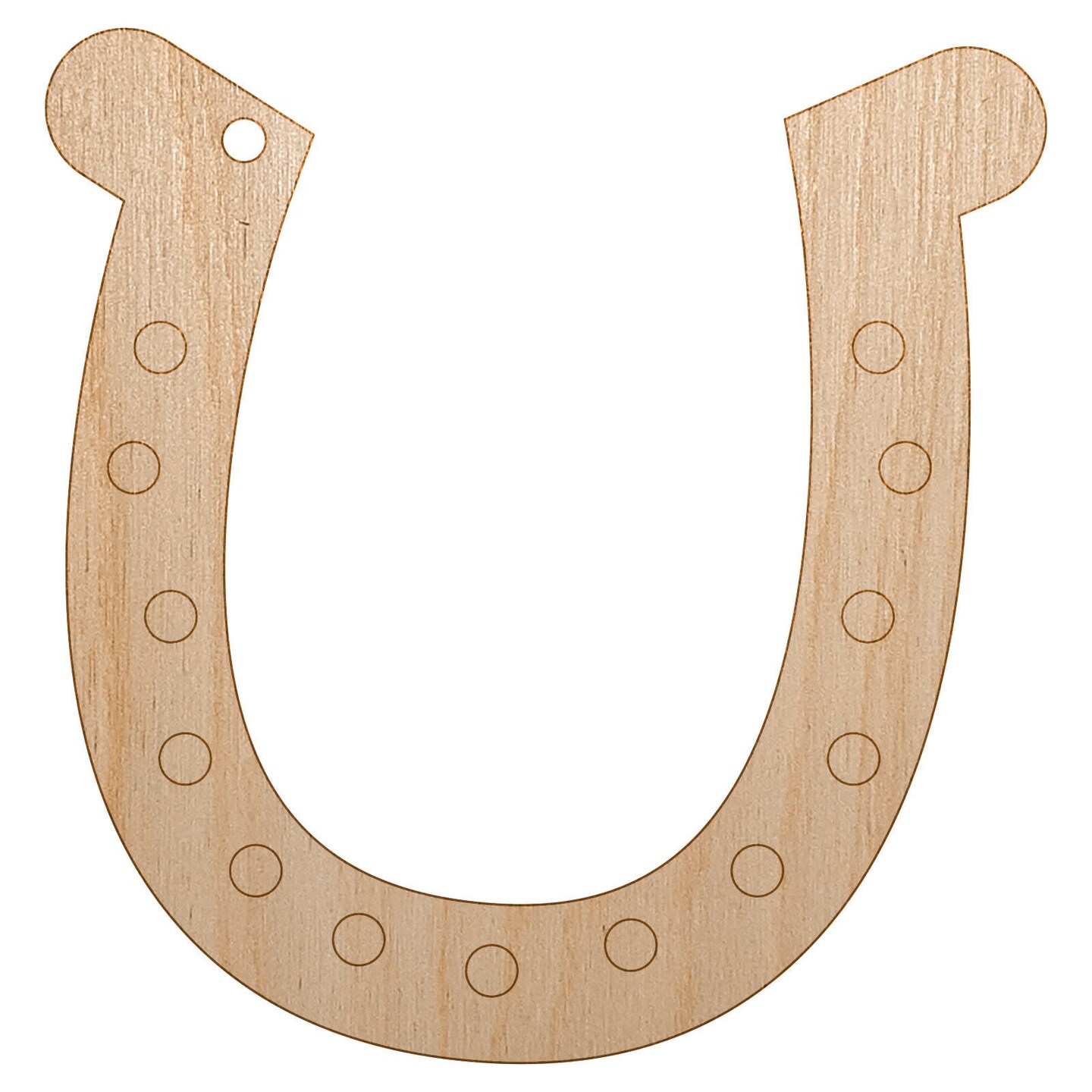 Horseshoe Lucky Unfinished Craft Wood Holiday Christmas Tree DIY Pre-Drilled Ornament
