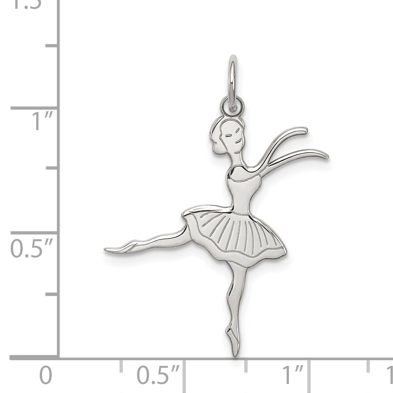 Sterling Silver Ballerina Charm Pendant Ballet Jewelry 27mm x 24mm
