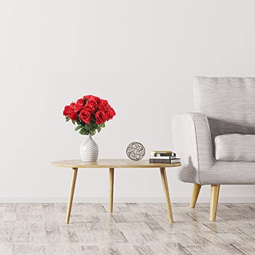 18" Red Silk Rose Bud - Lifelike Artificial Flower, Elegant Home & Event Decor