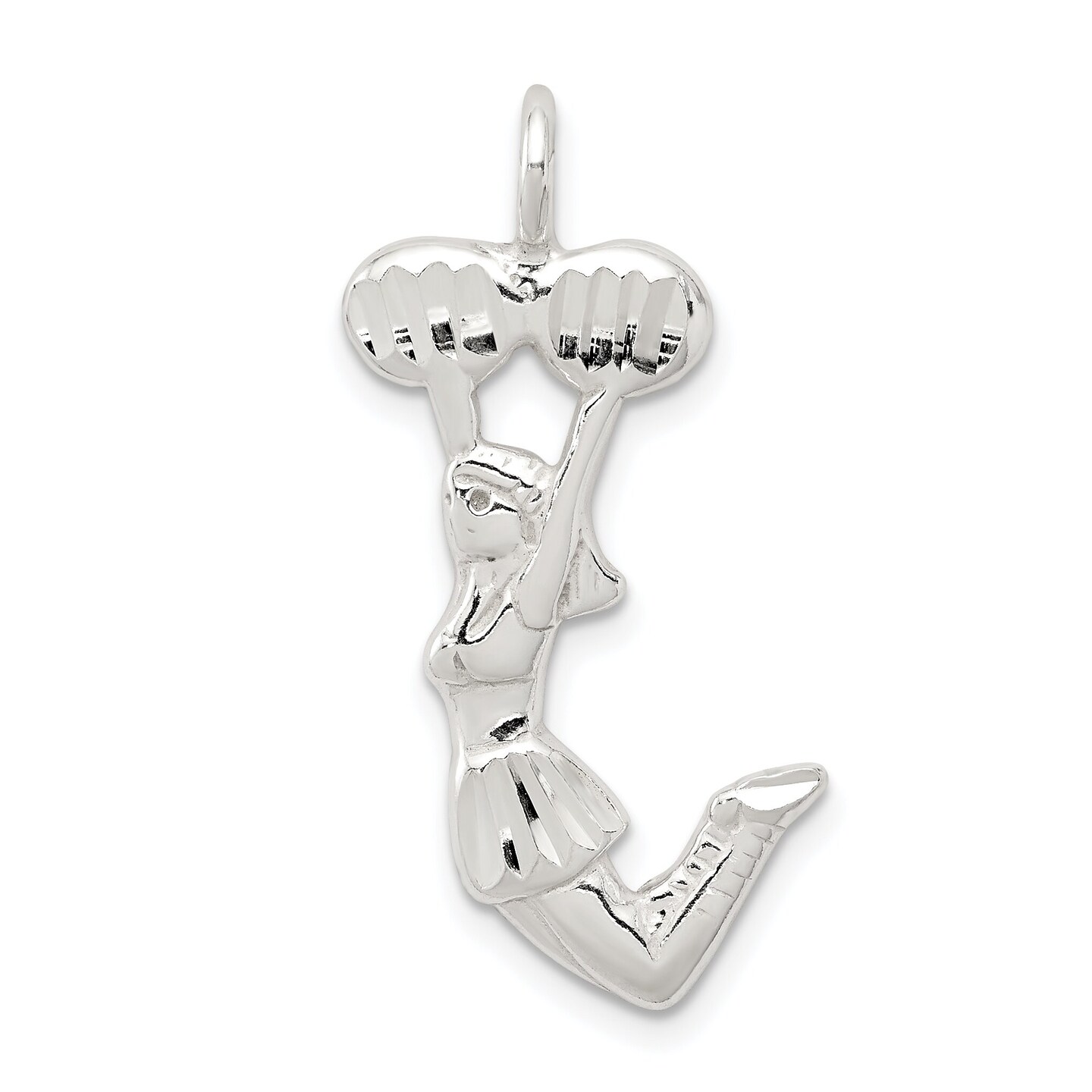 Sterling Silver Cheerleader Charm Pendant FindingKing Jewerly 29mm x 17mm