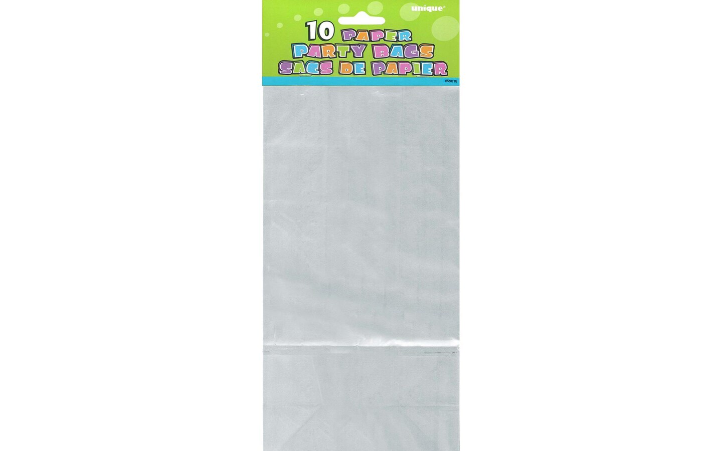 Unique Paper Party Bag 10x5&#x22; Metallic Silver 10pc