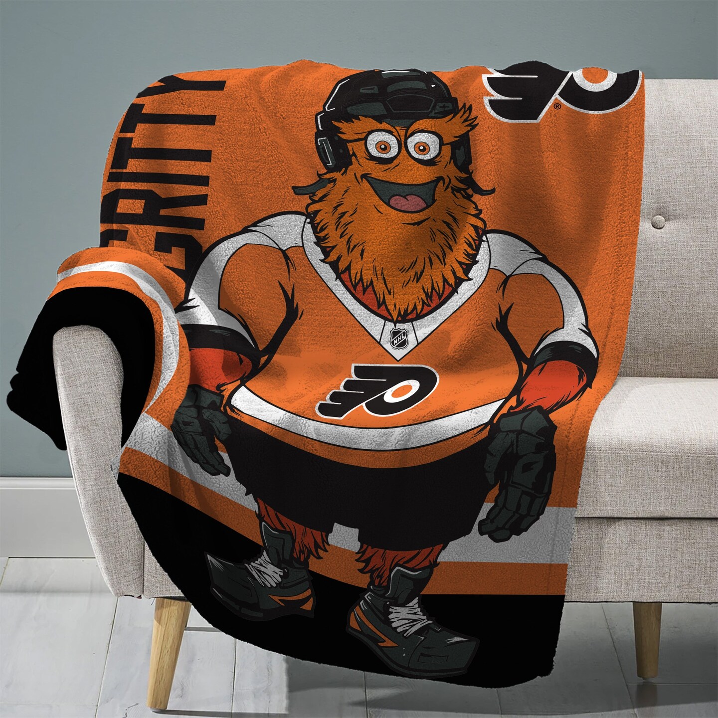 Sleep Squad Philadelphia Flyers Gritty Mascot 60&#x201D; x 80&#x201D; Raschel Plush Hockey Blanket