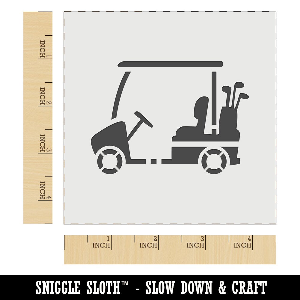 Golf Cart Caddy with Clubs Wall Cookie DIY Craft Reusable Stencil